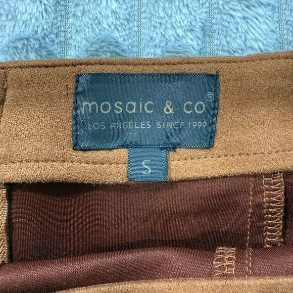 Mosaic & Co Y2K Mini Skirt Womens S Cognac Faux Suede Brown Boho‎ Western Retro - Picture 2 of 8